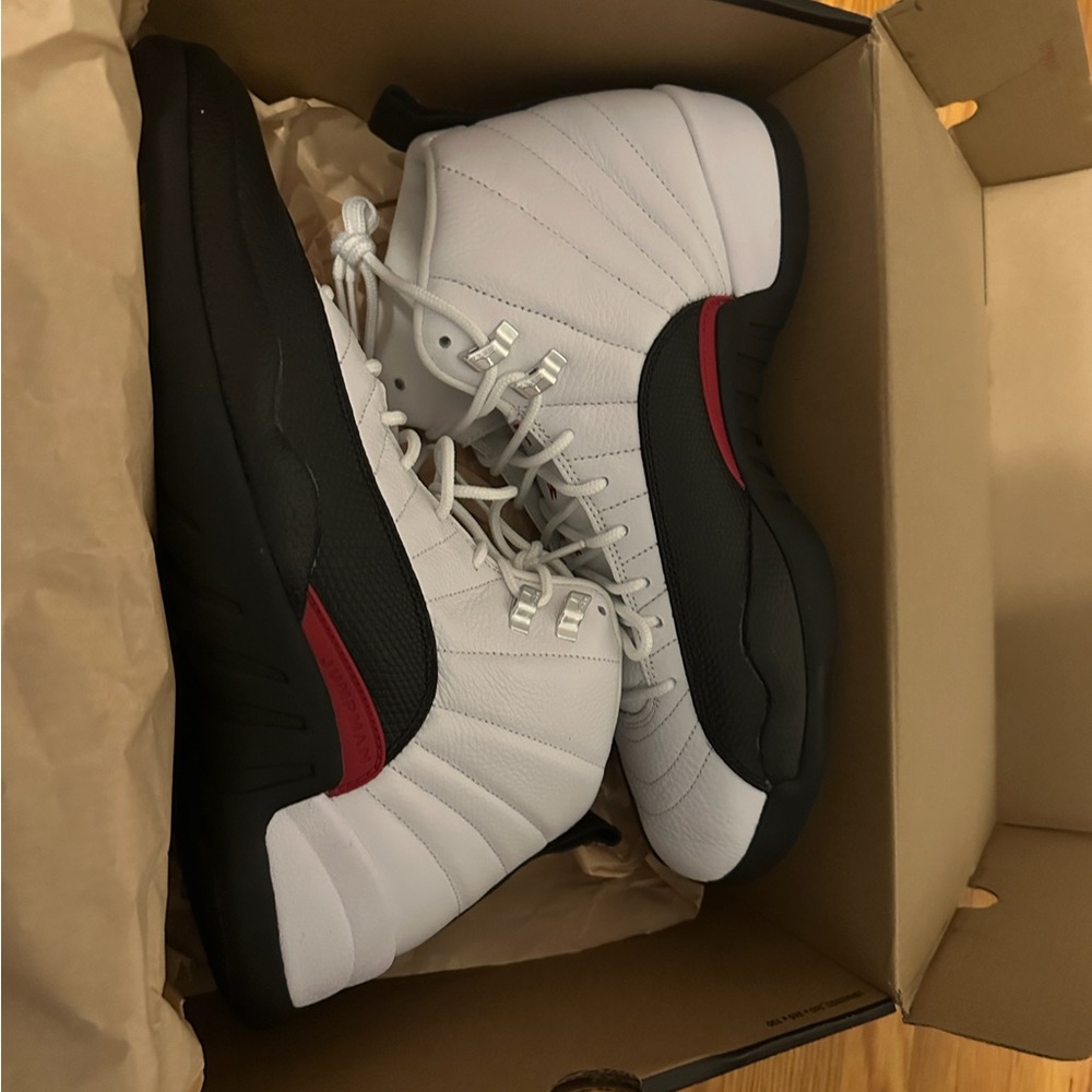 Jordan White and Black Sneakers with Red Accents